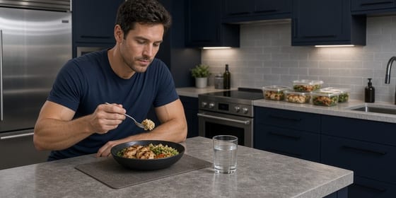 Man eating healthy meal — GLP-1 weight loss